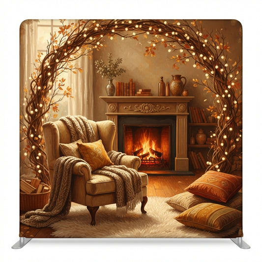 Gilded Hearthside Willow Pillowcover Backdrop