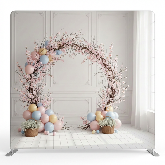 Whimsical Willow Blossom Pillowcover Backdrop by True Backdrops featuring a floral design and soft, textured fabric.