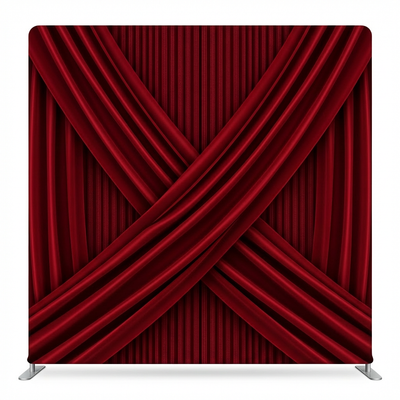 Crimson Scarlet double-sided pillowcover backdrop from True Backdrops, featuring vibrant red fabric with detailed framing.