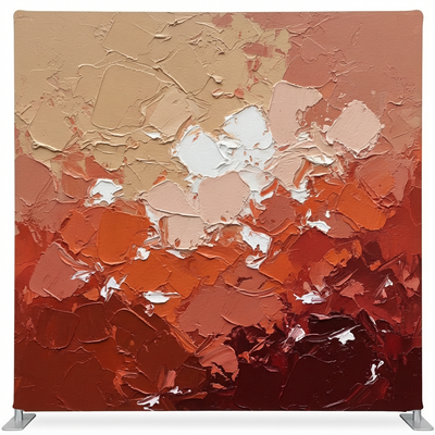 Terra Sunset Blossom Pillowcover Backdrop by True Backdrops featuring a vibrant sunset floral design on soft fabric.