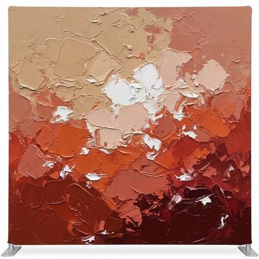 Terra Sunset Blossom Pillowcover Backdrop by True Backdrops featuring a vibrant sunset floral design on soft fabric.