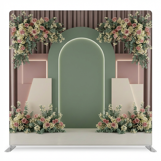 Double-sided backdrop pillowcover from True Backdrops featuring a serene sanctuary space design for photography or interior decor.