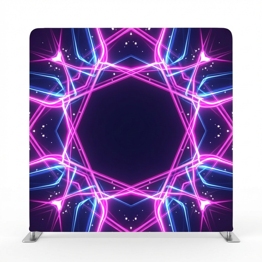 Stellar Neon Bloom Pillowcover Backdrop by True Backdrops featuring vibrant floral designs on a soft fabric texture.