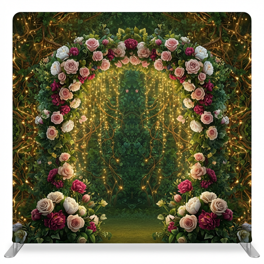 Gilded Forest Bloom Pillowcover Backdrop featuring lush floral patterns in rich colors by True Backdrops.