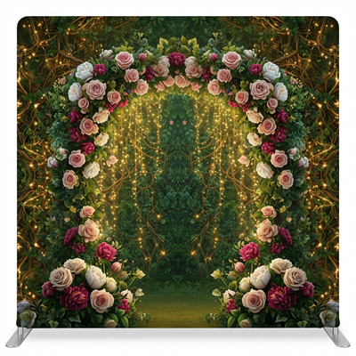 Gilded Forest Bloom Pillowcover Backdrop featuring lush floral patterns in rich colors by True Backdrops.