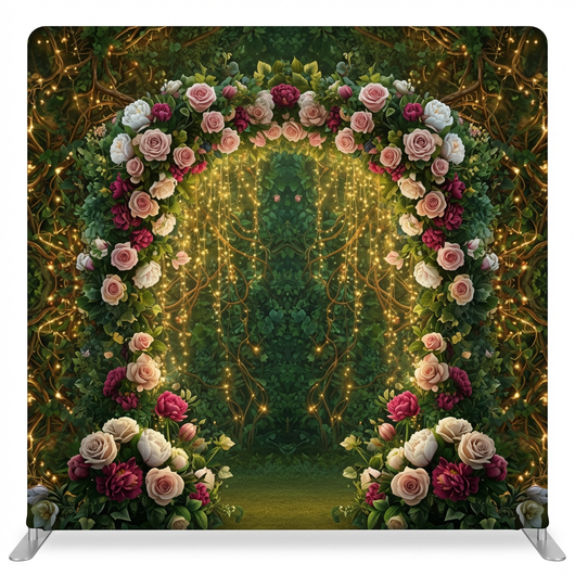 Gilded Forest Bloom Pillowcover Backdrop featuring lush floral patterns in rich colors by True Backdrops.