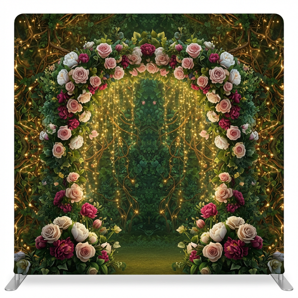 Gilded Forest Bloom Pillowcover Backdrop featuring lush floral patterns in rich colors by True Backdrops.