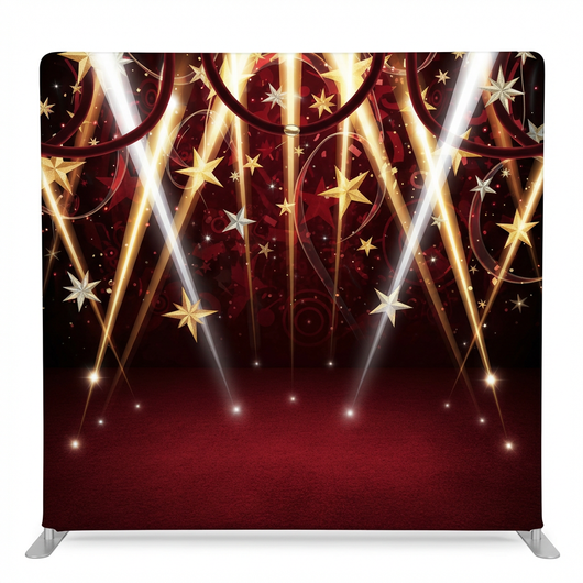 Double-sided Hollywood Starlight pillowcover backdrop by True Backdrops, showcasing starry night and elegant fabric textures.