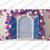 Digital backdrop featuring a festive Santorini celebration scene with vibrant skies and scenic architecture, by True Backdrops.
