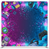 Electric Nostalgia Pillowcover Backdrop by True Backdrops featuring vibrant colors and a textured fabric design.