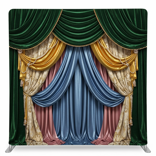True Backdrops Royal Opera House pillowcover backdrop featuring an elegant design and rich colors in a framed display.