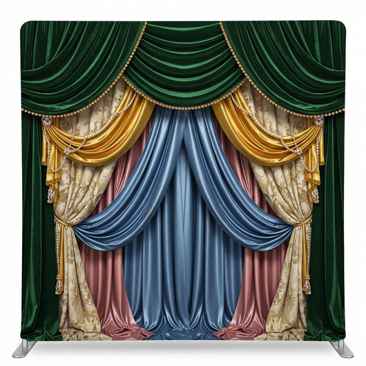 True Backdrops Imperial Royal double-sided pillowcover backdrop with elegant design, shown in a framed view.