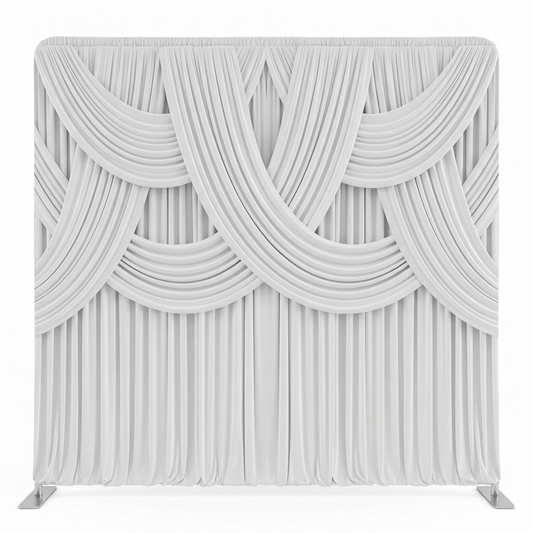 Pearly Cascade Drapery Pillowcover Backdrop by True Backdrops, featuring soft, elegant fabric with a cascading pearl pattern.