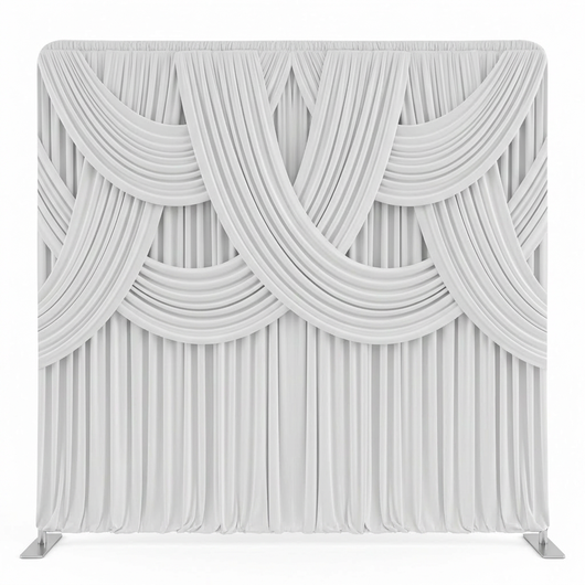 Pearly Cascade Drapery Pillowcover Backdrop by True Backdrops, featuring soft, elegant fabric with a cascading pearl pattern.