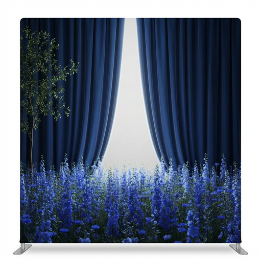 True Backdrops Midnight Moonlight Meadow pillowcover backdrop with floral and moonlit design, perfect for photography backgrounds.