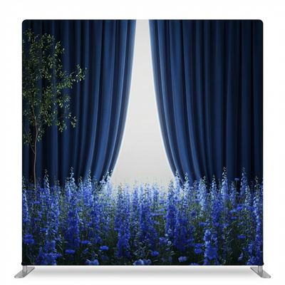 True Backdrops Midnight Moonlight Meadow pillowcover backdrop with floral and moonlit design, perfect for photography backgrounds.