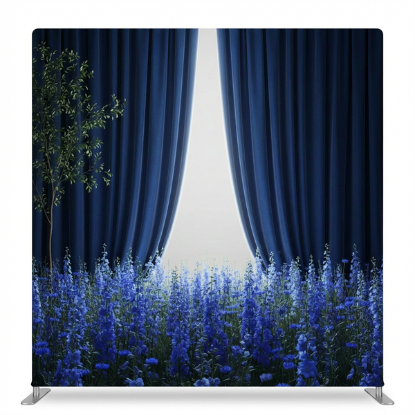 True Backdrops Midnight Moonlight Meadow pillowcover backdrop with floral and moonlit design, perfect for photography backgrounds.