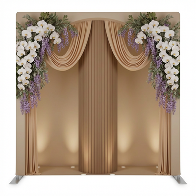 Gilded Petal Double-Sided Pillowcover Backdrop by True Backdrops, featuring elegant floral design on both sides.