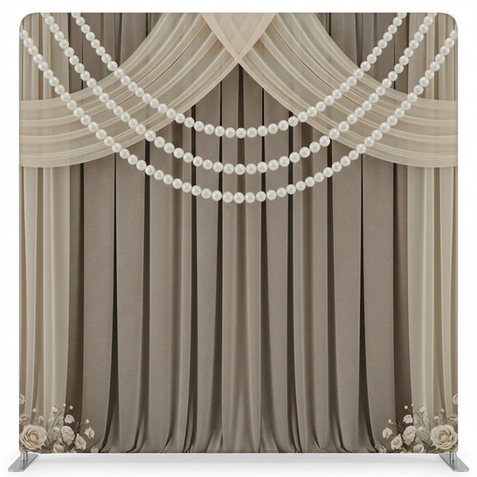 Heirloom Pearl Glow Pillowcover Backdrop by True Backdrops, featuring soft pearl-toned fabric with a subtle textured pattern.