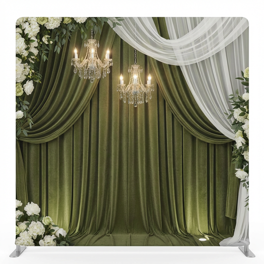 Evergreen Elegance pillowcover backdrop by True Backdrops, featuring a lush green foliage design for photography or decor.