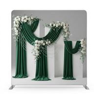Emerald green double-sided pillowcover backdrop by True Backdrops, featuring a vibrant winter-themed design on both sides.