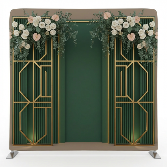 Emerald Gatsby Gate Pillowcover Backdrop by True Backdrops, featuring vibrant green fabric with elegant decorative pattern.