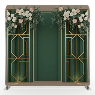Emerald Gatsby Gate Pillowcover Backdrop by True Backdrops, featuring vibrant green fabric with elegant decorative pattern.