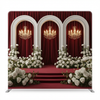 Crimson Moonlight Sonata pillowcover backdrop with artistic moon and musical notes design, perfect for photography or decor.