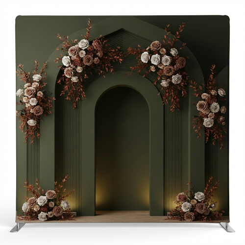 Olive Grove Sanctuary Pillowcover Backdrop by True Backdrops, featuring detailed olive branch pattern on fabric background.