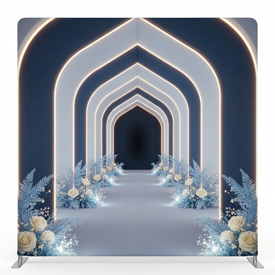 Elegant Midnight Bloom Cathedral Pillowcover Backdrop from True Backdrops, featuring floral design on soft fabric background.