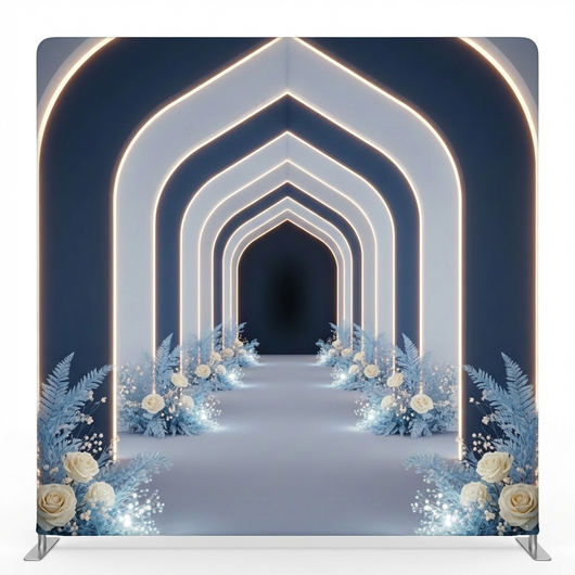Elegant Midnight Bloom Cathedral Pillowcover Backdrop from True Backdrops, featuring floral design on soft fabric background.