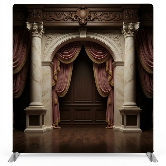 True Backdrops Grand Opera House pillowcover backdrop featuring detailed stage curtain and theatre interior design.