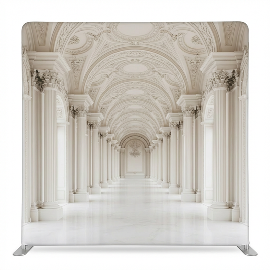 Alabaster hallway pillowcover backdrop by True Backdrops, showing a neutral-colored fabric backdrop for photography or decor.