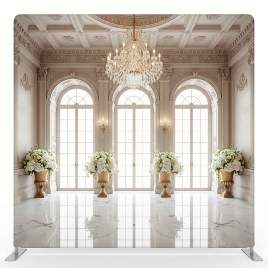 Elegant Grand Alabaster ballroom pillowcover backdrop by True Backdrops, showcasing a luxurious, soft fabric design for elegant settings.