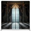 True Backdrops Midnight Grandeur Pillowcover Backdrop displaying a luxurious, dark-themed fabric with elegant design details.