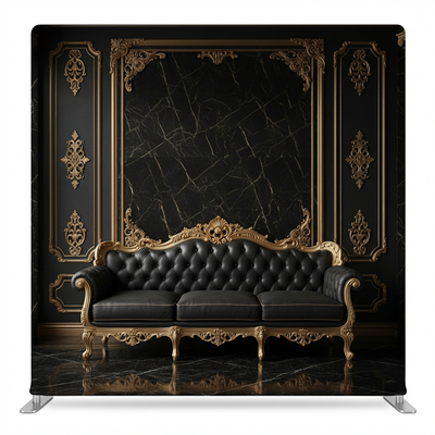 Obsidian Palace Pillowcover Backdrop by True Backdrops, featuring a luxurious black fabric pillowcover for photography settings.