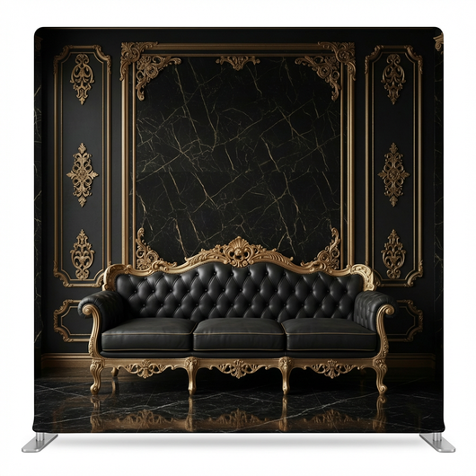 Obsidian Palace Pillowcover Backdrop by True Backdrops, featuring a luxurious black fabric pillowcover for photography settings.