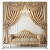 Gilded Champagne Estate Pillowcover Backdrop by True Backdrops, featuring luxurious gold-toned fabric with elegant pillow and backdrop design.