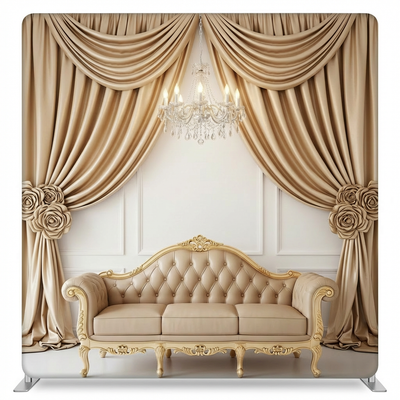 Gilded Champagne Estate Pillowcover Backdrop by True Backdrops, featuring luxurious gold-toned fabric with elegant pillow and backdrop design.