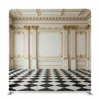 Gilded Grandeur Pillowcover Backdrop by True Backdrops featuring luxurious gold-toned fabric and elegant design.