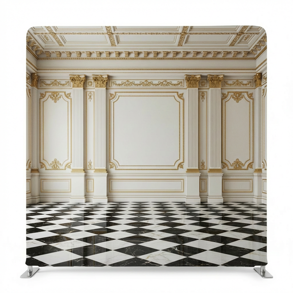 Gilded Grandeur Pillowcover Backdrop by True Backdrops featuring luxurious gold-toned fabric and elegant design.