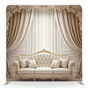 Champagne Rose Elegance pillowcover backdrop by True Backdrops featuring soft pink rose design for romantic decor.