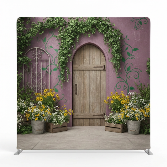 Provencal Cottage Door Pillowcover Backdrop by True Backdrops, featuring a rustic door design, ideal for photography backgrounds.
