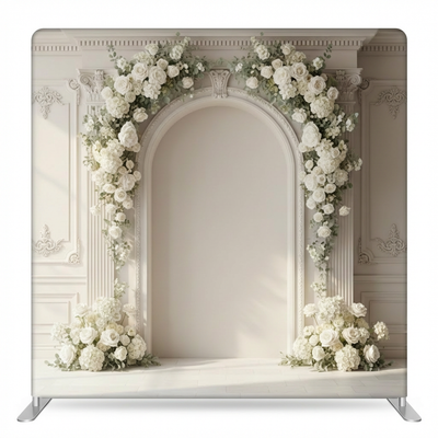 Gilded Ivory double-sided pillowcover backdrop by True Backdrops, showing elegant ivory fabric with gold detailing and double-sided design.