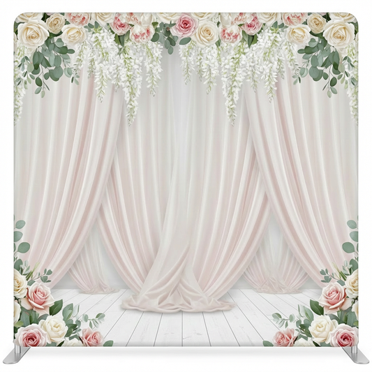Porcelain Rose Garden pillowcover backdrop by True Backdrops, featuring a floral design ideal for photography or decor backgrounds.