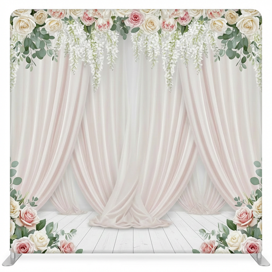 Porcelain Rose Garden pillowcover backdrop by True Backdrops, featuring a floral design ideal for photography or decor backgrounds.