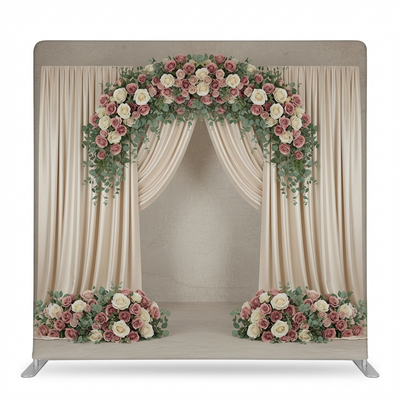 Toasted Champagne double-sided pillowcover backdrop by True Backdrops, showing textured champagne-colored fabric on both sides.