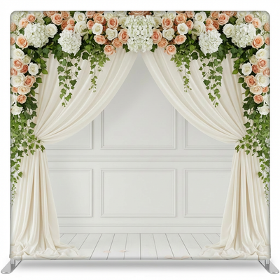 Porcelain Rose Garden pillowcover backdrop by True Backdrops, featuring soft floral design and decorative fabric for photography backgrounds.