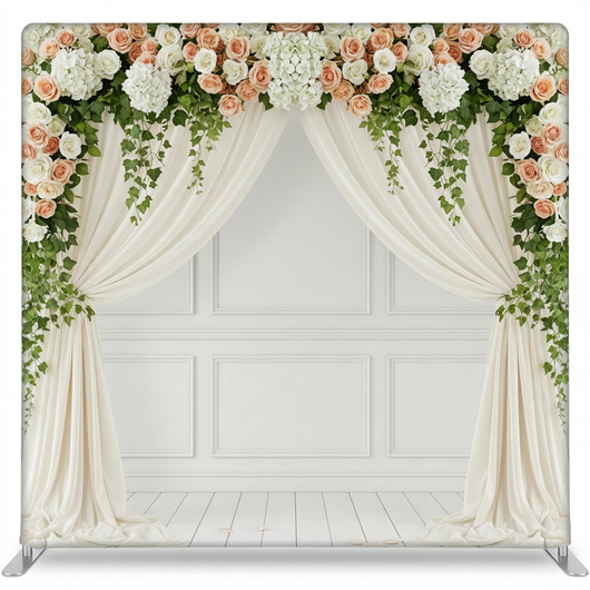Porcelain Rose Garden pillowcover backdrop by True Backdrops, featuring soft floral design and decorative fabric for photography backgrounds.