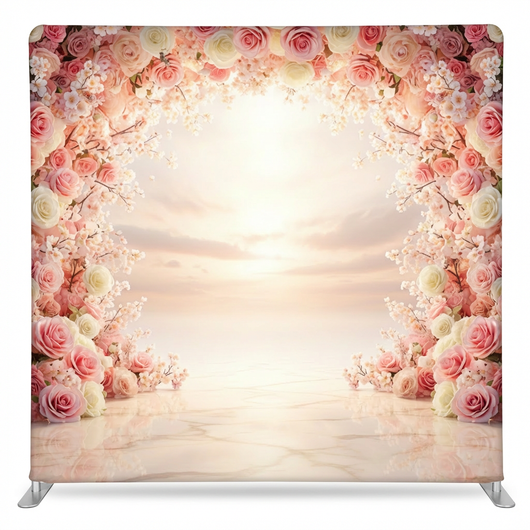 Ethereal Bloom Sunset pillowcover backdrop by True Backdrops, featuring vibrant floral design and soft sunset colors.